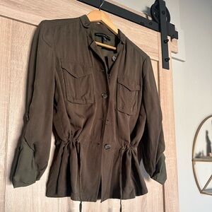 WHBM olive jacket / sinch waist peplum  /size 6